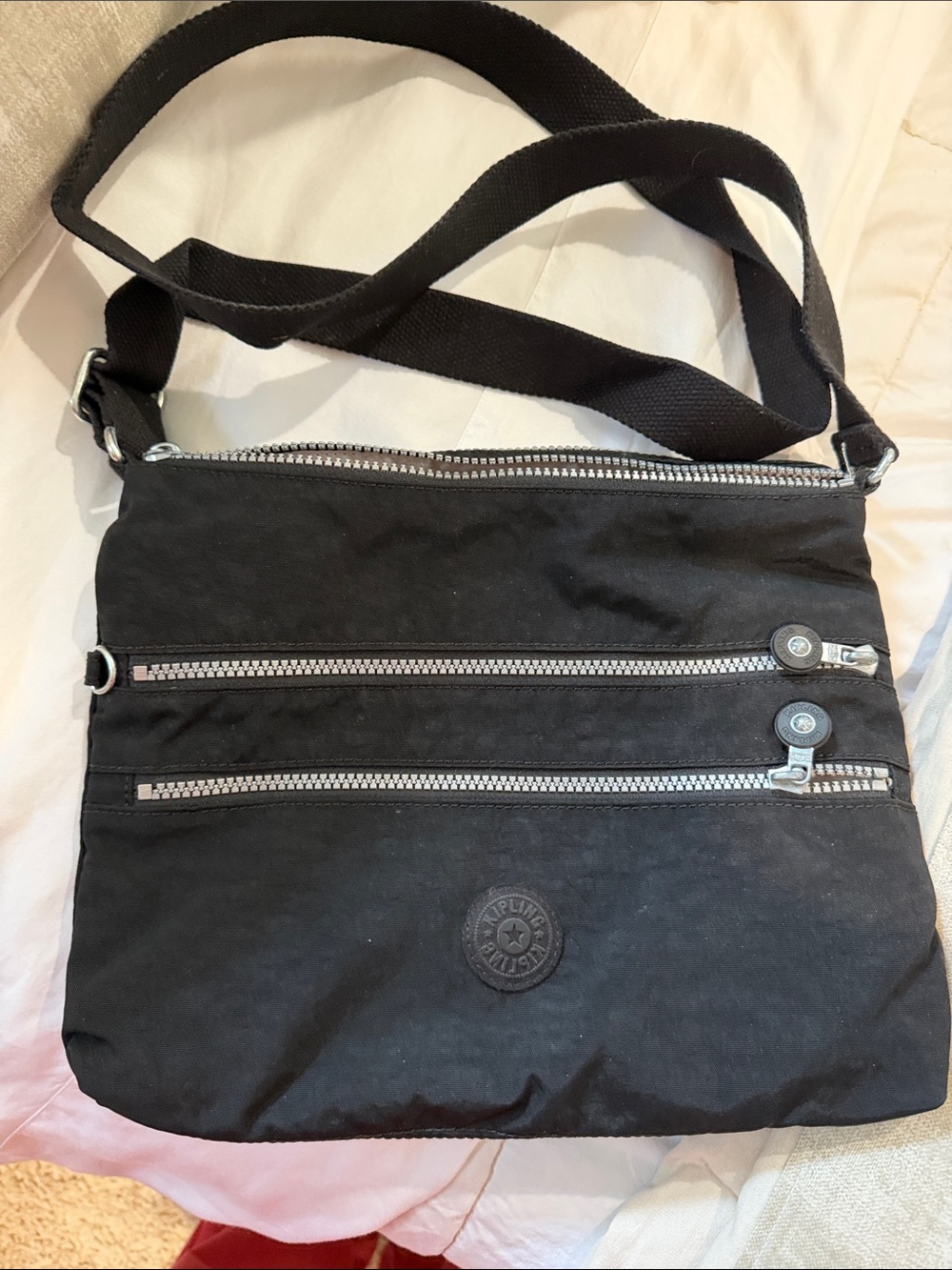 Kipling Black Nylon Crossbody Messenger Bag